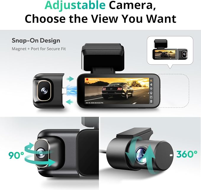 3 Channel Dash Cam 4K with 128GB Card, 3.18" Touch Screen, Voice Control - Image 4