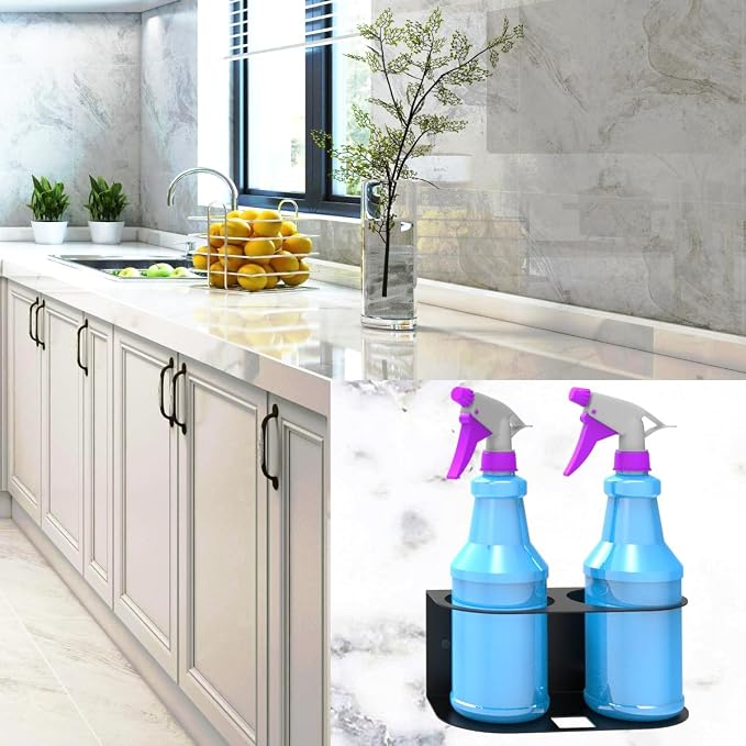 JINGCHENGMEI 2 Spray Bottles Holder, Steel Wall Mount Storage Organizer - Image 4