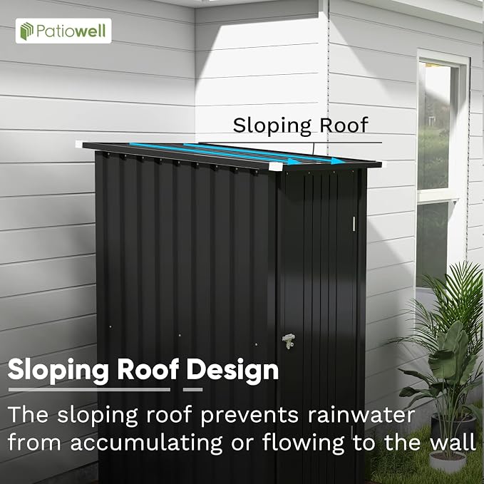 Patiowell 3 x 3 FT Outdoor Storage Shed, Small Garden Tool Storage Shed - Image 7