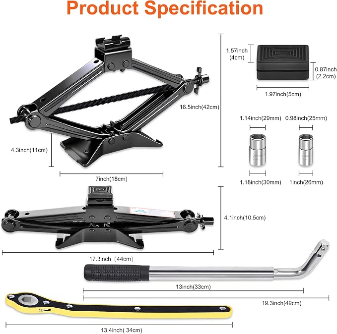 Scissor Jack, High-Strength Car Jack and Stand Kit - Image 2
