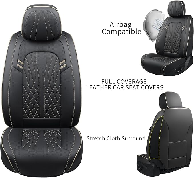 Leather Car Seat Covers 5 Pieces, Full Set Universal Seat Covers - Image 8