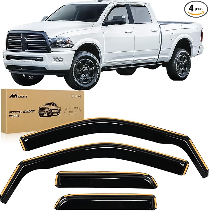 Nilight in Channel Rain Guards for Dodge Ram 1500 2009 2010 2011 2012 2013 2014 by Nilight