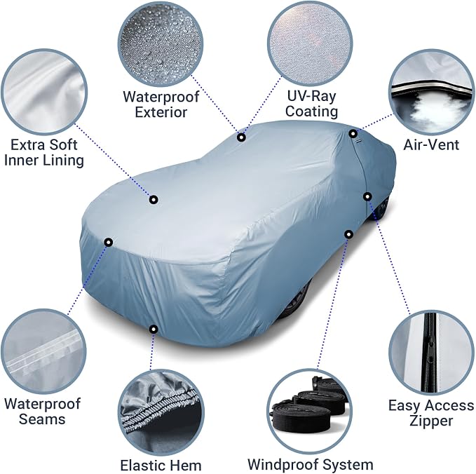 iCarCover Premium Car Cover for 1964-1967 Chevy Chevelle Wagon Heavy Duty - Image 4