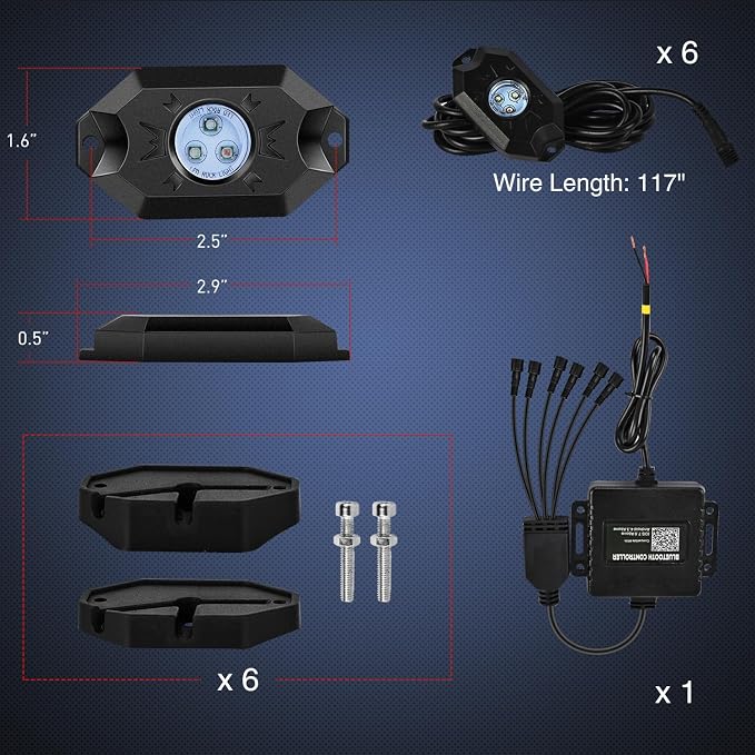 Nilight RGB LED Rock Lights Kit, 6 pods Underglow Multicolor Neon Pod - Image 8