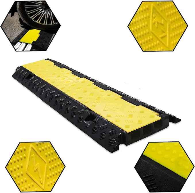 CXRCY Cable Ramp 2 Pack of 3 Channel PVC Rubber Cable Protector, 44000lbs - Image 3