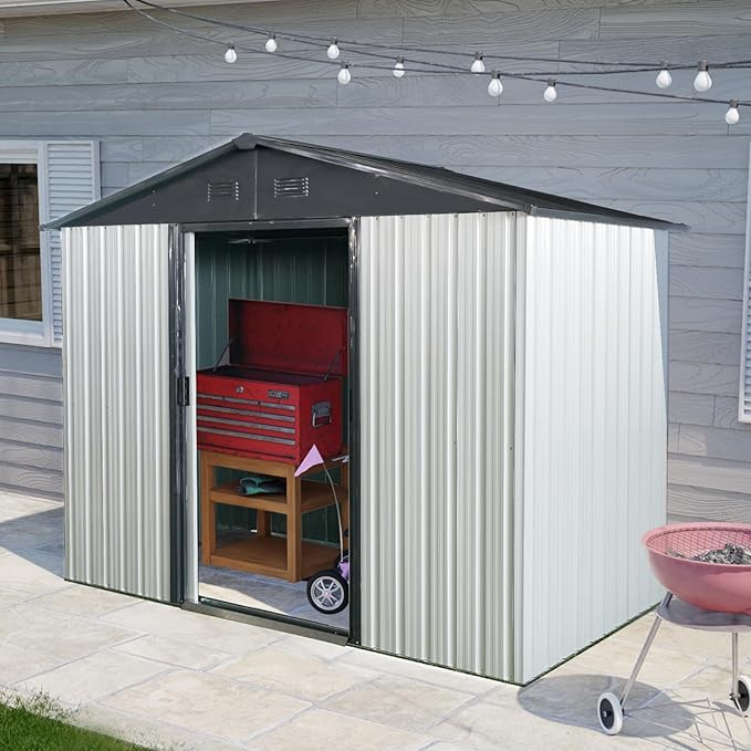 4x8 FT Outdoor Storage Shed, Metal Garden Shed by BNSPLY
