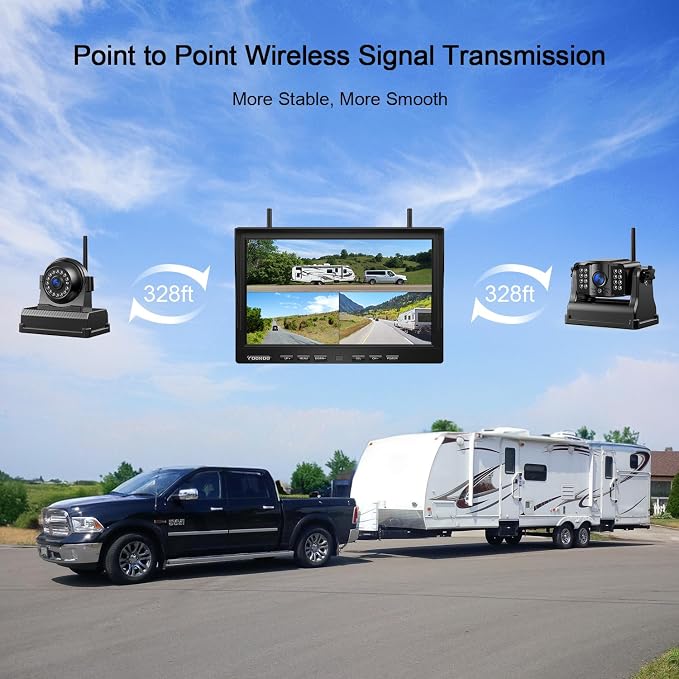 Fookoo HD 10" Magnetic Wireless Backup Camera, Rechargeable 2 Side View 1 Rear - Image 5