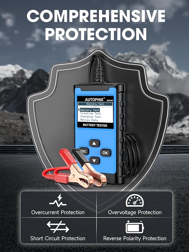 AUTOPHIX BAS100 Car Battery Tester, 12V 24V Load Tester, 100-2000 CCA Digital - Image 5