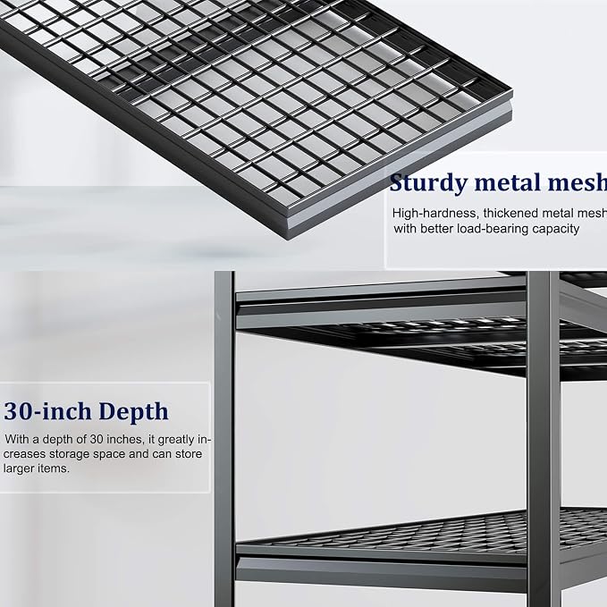 72" W Storage Shelves Heavy Duty Garage Shelving 30" D Metal Shelving Unit - Image 6