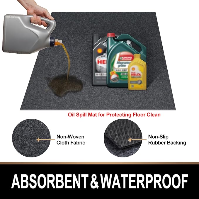 Oil Spill Mat, 59 x 72 inches, Premium Absorbent Oil Pad. Contains Liquids - Image 2