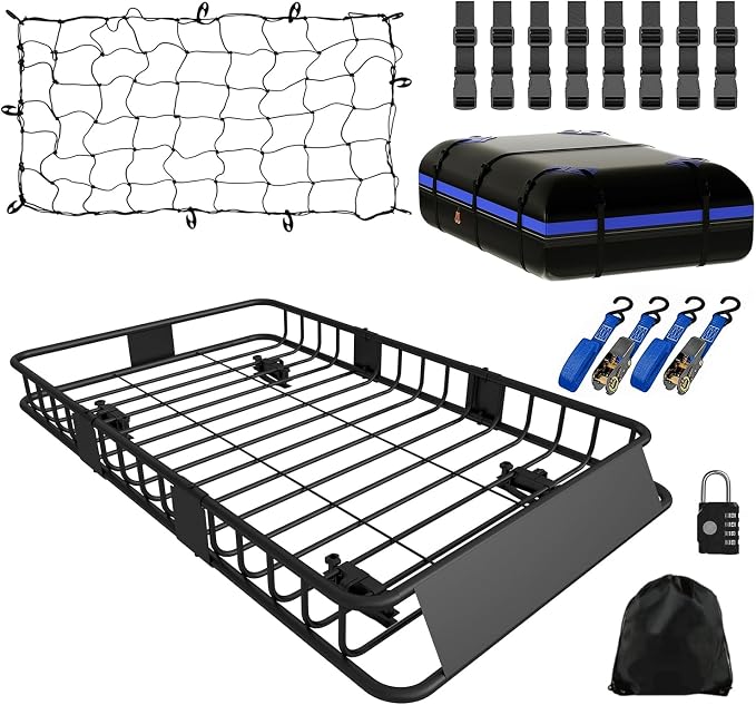 FORWODE Roof Rack Carrier Basket, Rust-Proof Steel Heavy Duty Car Top Luggage by FORWODE