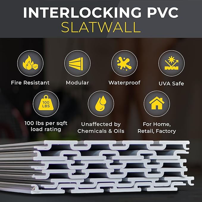 3'H x 4'W Slatwall Panel Garage Wall Organizer: Heavy Duty Wall Mounted PVC - Image 3