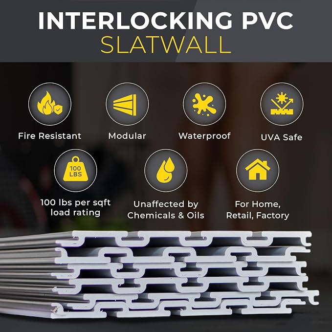 DLDIRECT Slatwall Panel Garage Wall Organizer: Heavy Duty Mounted PVC Rack - Image 3