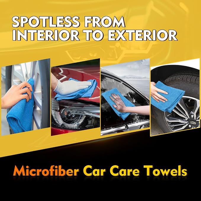 HOMEXCEL Blue Shop Towels 100 Pack, Reusable Microfiber Towels - Image 4