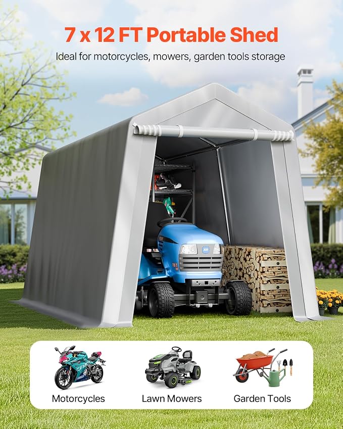 VEVOR Outdoor Storage Shed, 7 x 12 ft Portable Storage Tent - Image 2