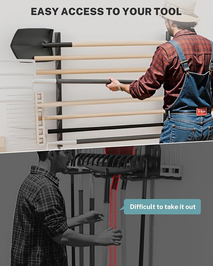 Garage Tool Organizer Wall Mount, Shed Yard Organization Racks - Image 2