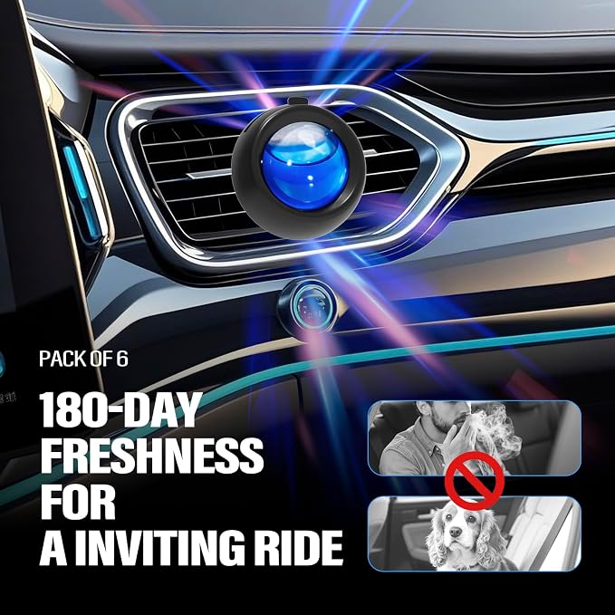 Car Air Freshener Vent Clips, Ocean Scent, 6 Pack, Long Lasting Scent Up to 180 - Image 2