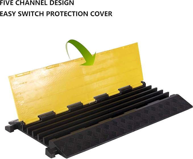 1 Pack Rubber Cable Ramp Hose Cable Protector Ramp 5 Channel 22000Lbs Load - Image 6
