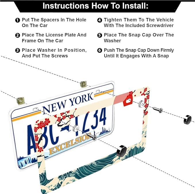 Waves Cherry Blossom License Plate Frames - Image 3