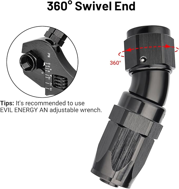 EVIL ENERGY 8AN 30 Degree One Piece Full Flow Hose End Fitting Swivel - Image 4