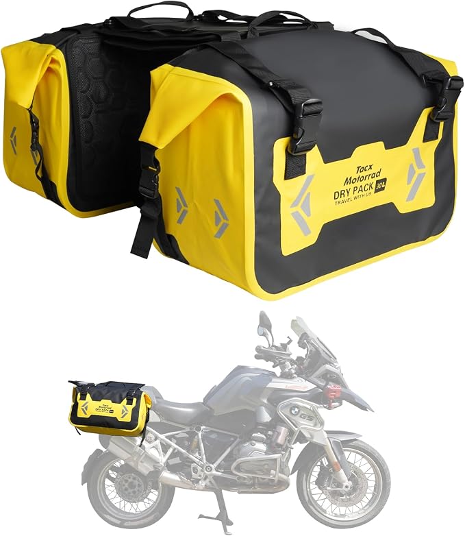 Motorcycle Saddle Bags Tail Bag, 30L Roll-top Waterproof Motor Detachable Side by TACXMOTORRAD