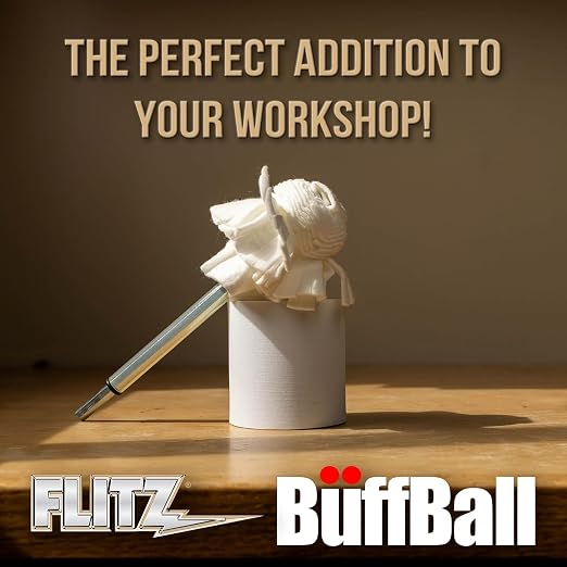 Flitz Buff Ball w/ 1.76oz Metal Polish Paste - 2in Drill Buffer Polisher - Image 2