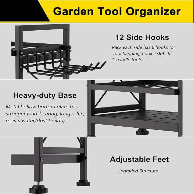 GIOTORENT 3 Tier Metal Garden Tool Organizer - Image 2