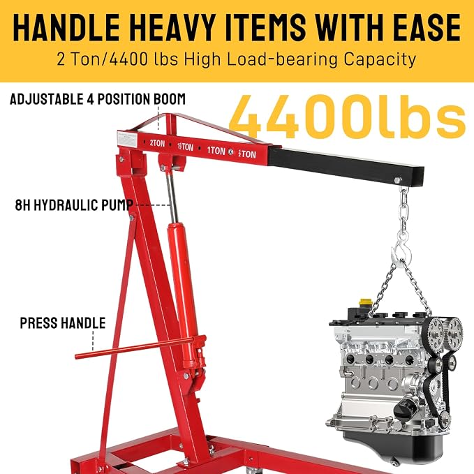 Engine Hoist 2 TON Folding Hydraulic Engine Motor Hoist Cherry Picker Shop - Image 2