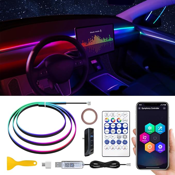 Dreamcolor Acrylic Interior Car LED Strip Light by MAODANER