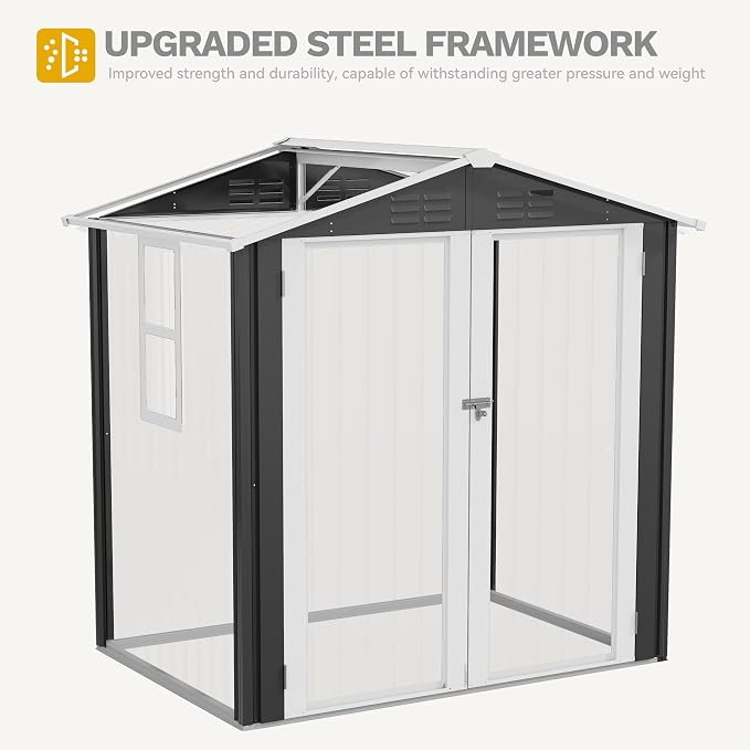 DWVO 6x4ft Metal Outdoor Storage Shed - Image 6