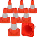 8 Pack All-PVC 1-Piece Traffic Cones, 360° Visible Fluorescent Orange-Red by OranLite