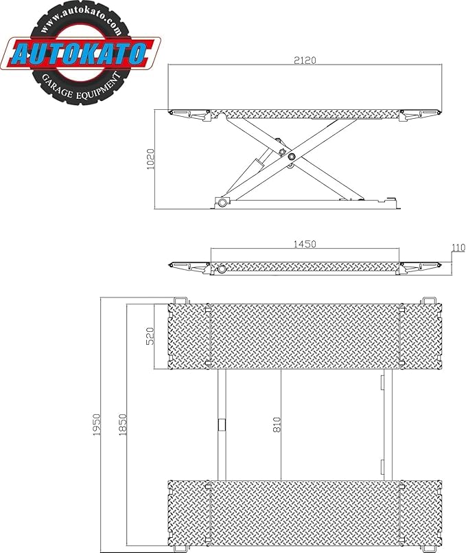 8000lbs Mid Rise Lift Scissor Lift Mid-Rise Electric Release Auto Lift 220V/1PH - Image 5