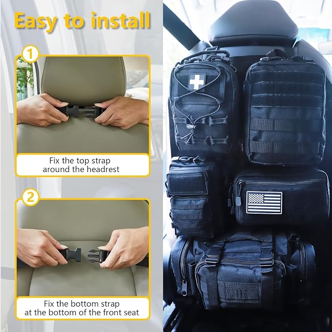 Universal Tactical Seat ​Back Organizer Vehicle Molle Panel Organizer Storage - Image 4