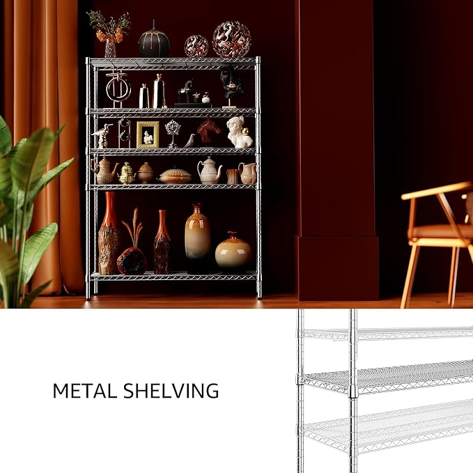 IZEUK 3300 LBS Garage Shelving Wide Storage Shelves 5 Tier Metal Shelves Heavy - Image 6