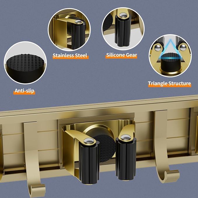 Broom Holder Wall Mount Mop and Broom Hanger Wall Mounted Garage Storage Rack - Image 3