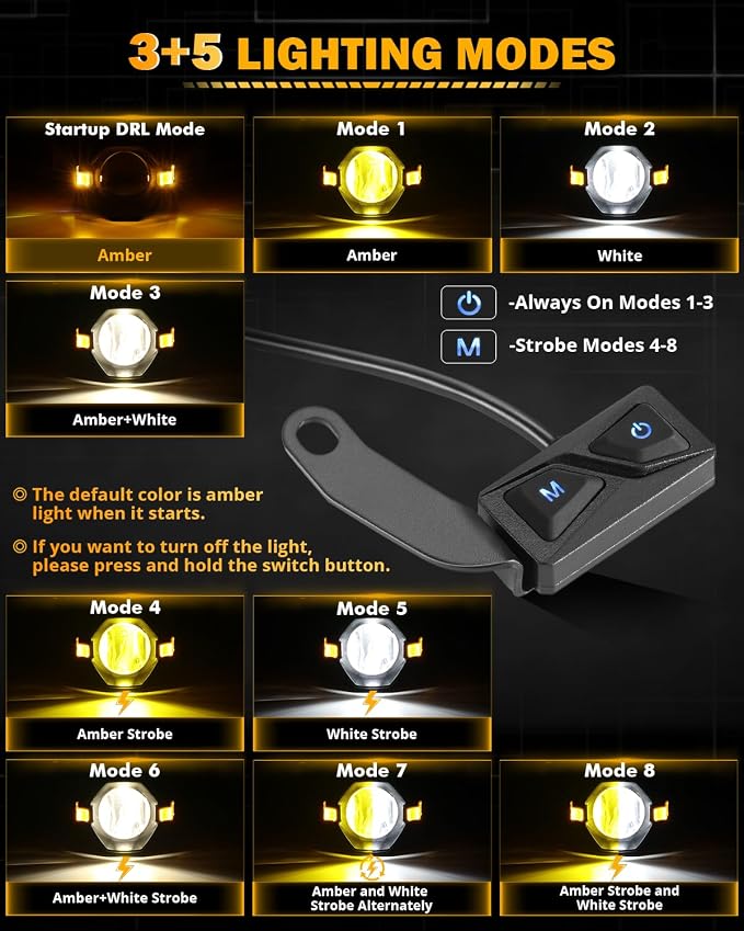 Auxbeam Motorcycle LED Fog Lights Auxiliary Lights Driving Light Spotlights 8 - Image 3