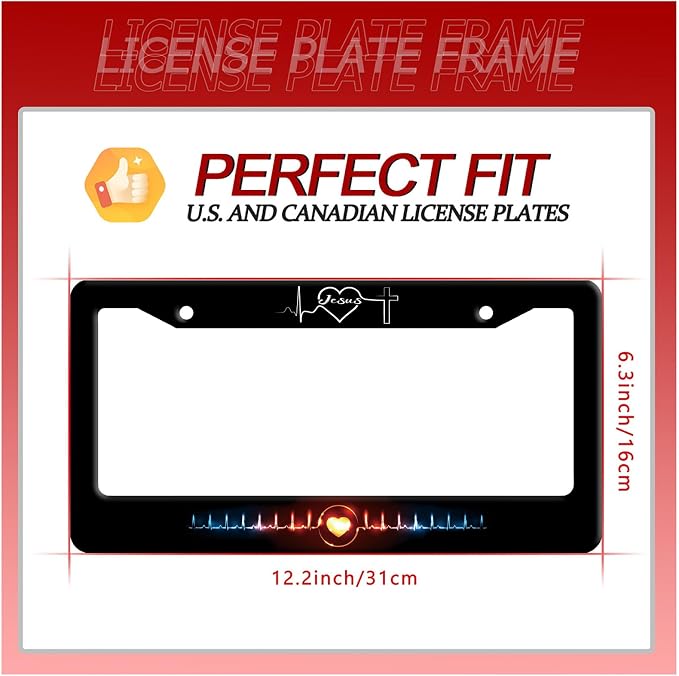 Jesus Heart Rate line License Plate Frame Christian Religious License Plate - Image 7