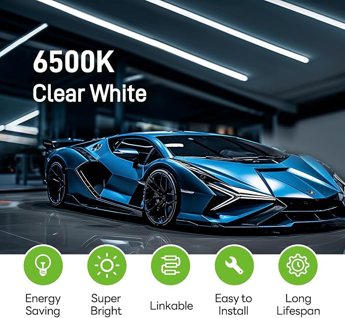 Pak 4FT LED Shop Lights, 2300LM 6500K Cool White, 20W Energy-Saving Super - Image 2