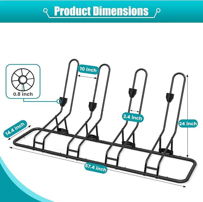 Floor Bike Rack for 4 Bikes, Bike Stand Anti-Collision Protects Disc Brake & - Image 7