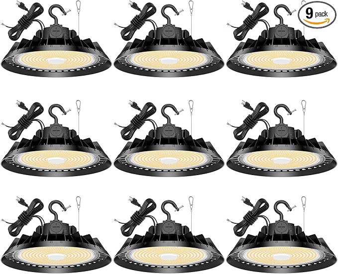 9Pack LED High Bay Lights, 300W UFO High Bay LED Shop Lights, 45000LM by BBESTLED