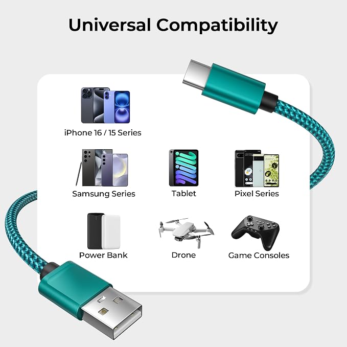 Car Carplay Cable for iPhone 16 15 Pro Max 3Pack 3.3/6.6/10FT, USB A to USB C - Image 7