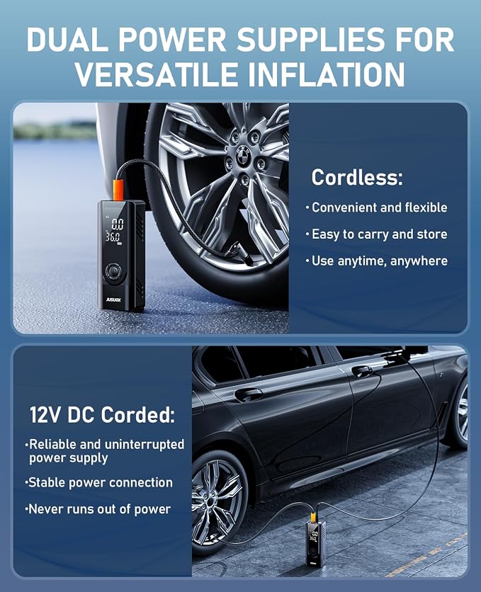 Tire Inflator Portable Air Compressor, 150PSI Cordless Air Pump - Image 3