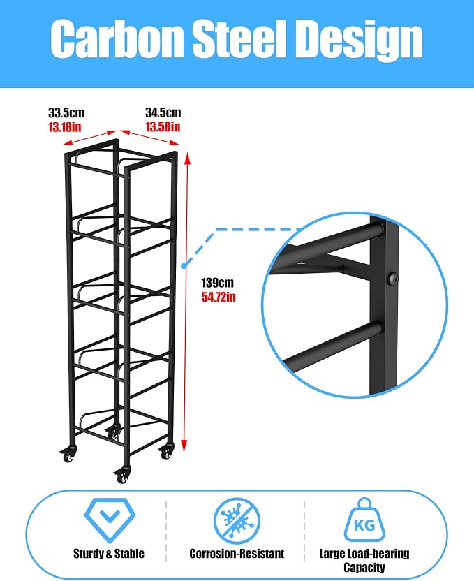 5 Gallon Water Jug Holder, Movable 5 Tier Heavy Duty Water Rack - Image 3