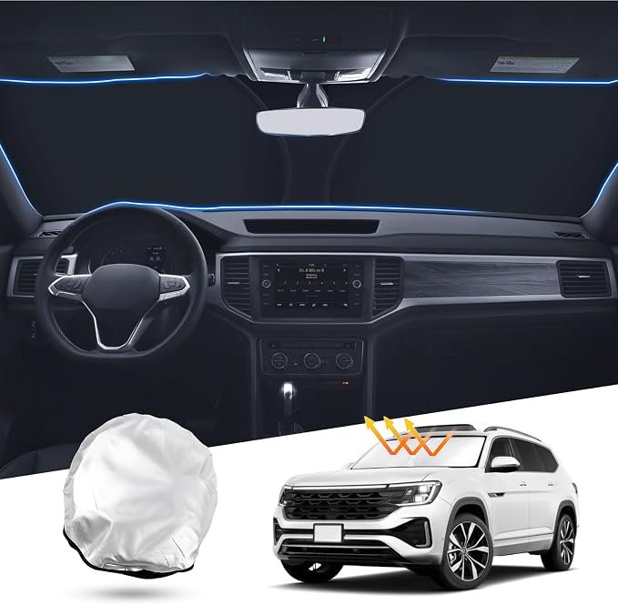 T TGBROS Windshield Sun Shade for Volkswagen Atlas 2018-2024 2025 Front Window by TTGBROS