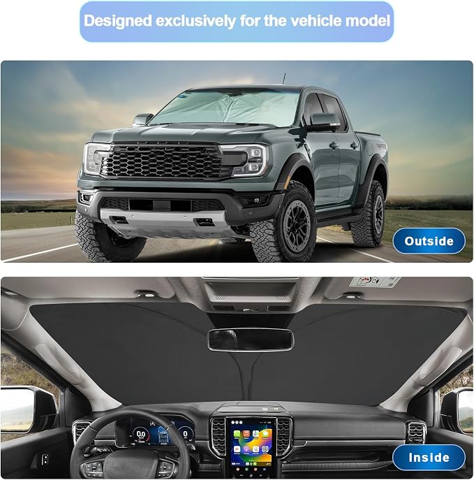 SXCY for 2024 2025 Ford Ranger Windshield Sunshade for 2024 2025 Ranger - Image 2