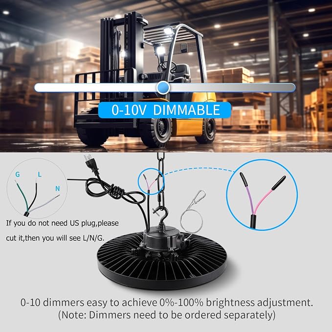 0-10V Dimmable UFO LED High Bay Light, 3 CCT Selectable LED Shop Lights - Image 4