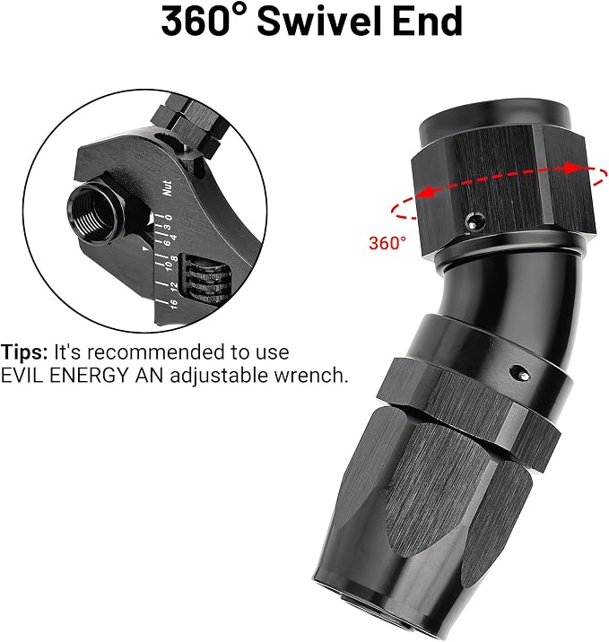 EVIL ENERGY 10AN 30 Degree One Piece Full Flow Hose End Fitting Swivel - Image 4