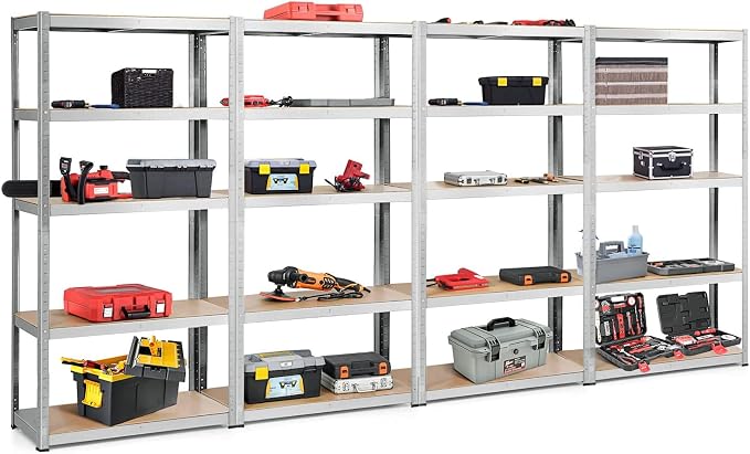 ERGOMASTER 72" Storage Shelves, Heavy Duty Steel Frame 5-Tier Garage Shelf by ERGOMASTER