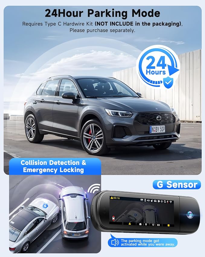 3 Channel Dash Cam, SARMERT 4K Dash Cam Front Inside and Rear - Image 5
