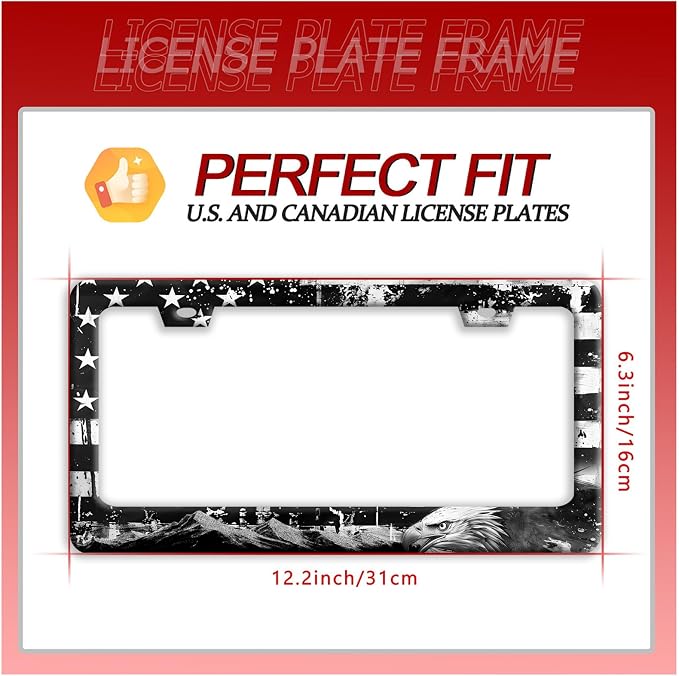 American Flag Eagle Mountains License Plate Frame Funny License Plate Holder - Image 7
